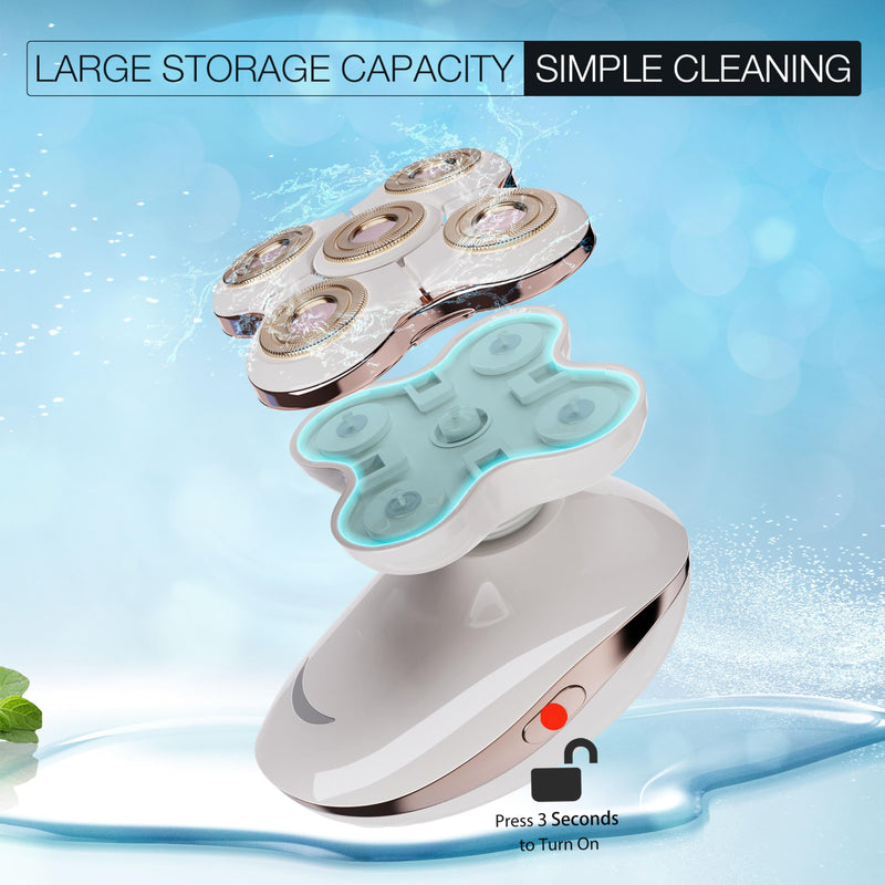 [Australia] - Electric Razors, Best Shaver, Rechargeable Trimmer with Detachable Head for Women's Legs, Bikini, Face, Lips Hairs, Cordless Wet Dry Facial Hair Removal for Women White 2 