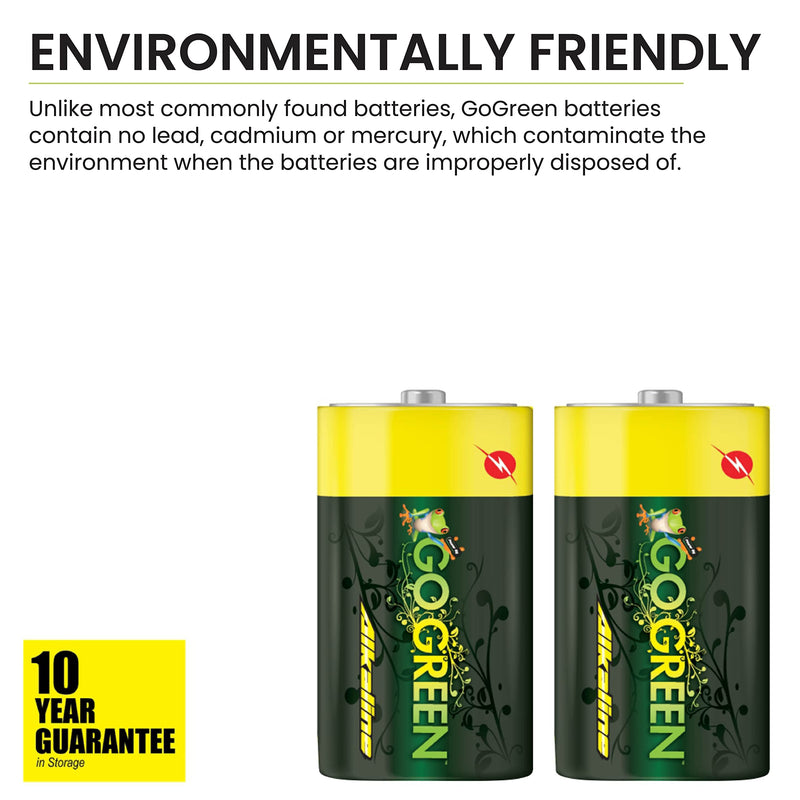 [Australia] - GoGreen Power (24004) Eco Friendly Alkaline D Batteries - No Lead, Cadmium or Mercury - Pack of 2 