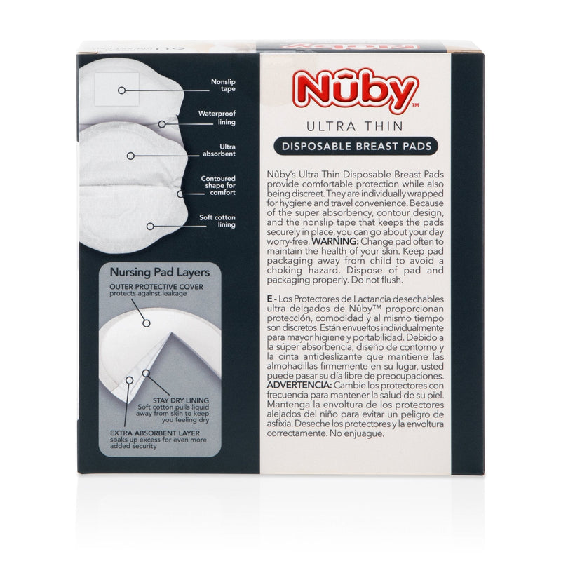 [Australia] - Nuby Stay-Dry Disposable 60 Piece Breast Pads, Honeycomb, Ultra-Thin 60 Pack 