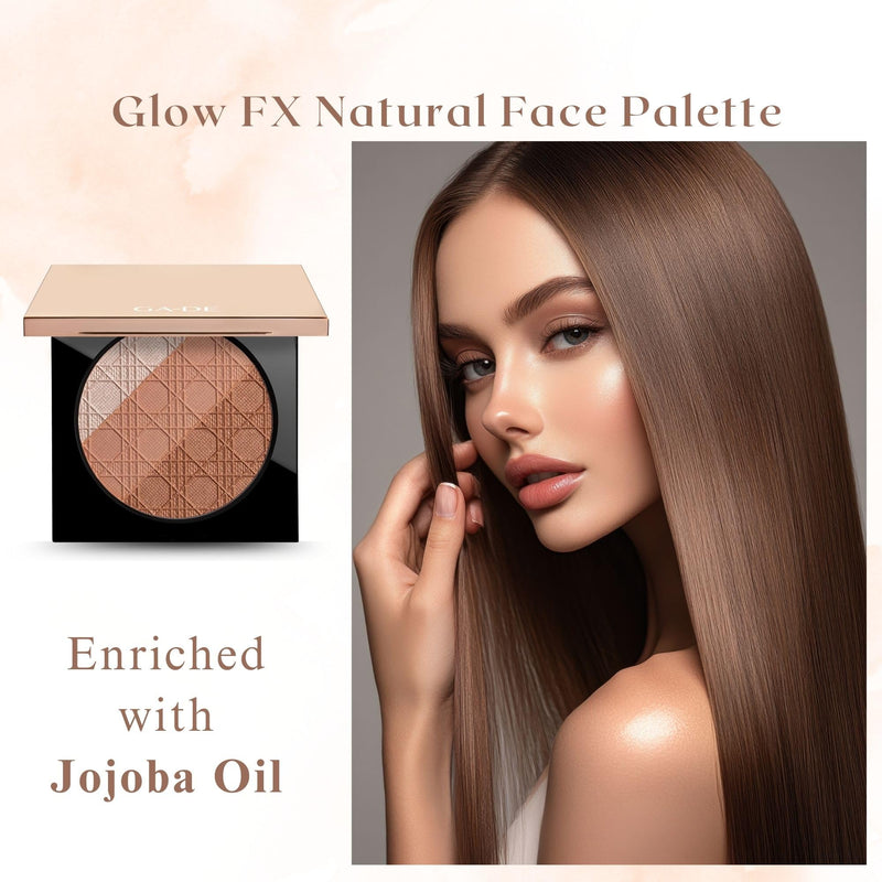 [Australia] - GA-DE Glow FX Natural Face Palette - Blush for Cheeks, Bronzer Powder, and Highlighter Makeup - Enriched with Jojoba Oil - 135 Cool and Cozy - 0.42 oz 512 - Carnelian 