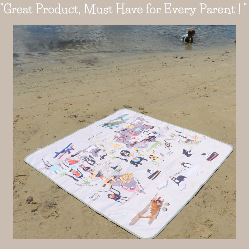 [Australia] - BABYBOET Splat Mat for Baby ‚Äì Under High Chair Floor Mat Protects Wood, Vinyl and Carpet from Spills ‚Äì Waterproof 4 Layer Baby Mat with Anti-Skid Backing Deters Bunching and Sliding (51‚Äù x 51‚Äù) Animals World Map 