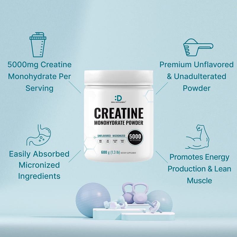 [Australia] - Creatine Monohydrate Powder 600 Grams (1.32lb), Unflavored | Pure | Micronized Creatine Powder, 5000mg(5g) Per Serving, 4 Month Supply, Vegan | Keto, Non-GMO, No Filler, No Additives - 120 Servings 120 Servings (Pack of 1) 