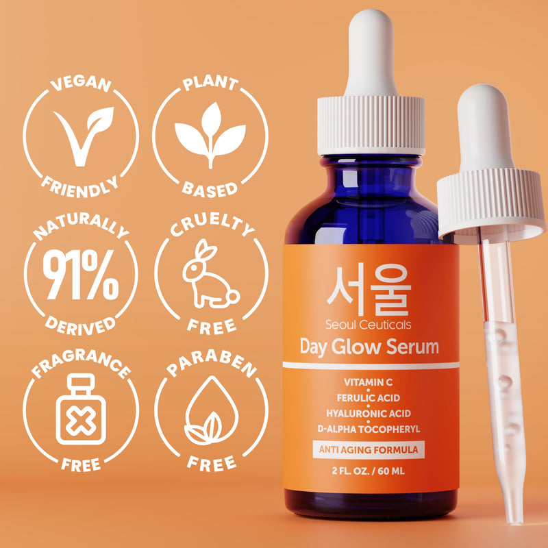 SeoulCeuticals Korean 20% Vitamin C Serum for Face + CE Ferulic 2oz Vit C | C E Ferulic, Hyaluronic Acid, Vitamin E, Vegan, Cruelty Free, Large C+E Skin Care Facial Glow Oil, K Beauty Skincare 2 Fl Oz (Pack of 1) Vitamin C Citrus