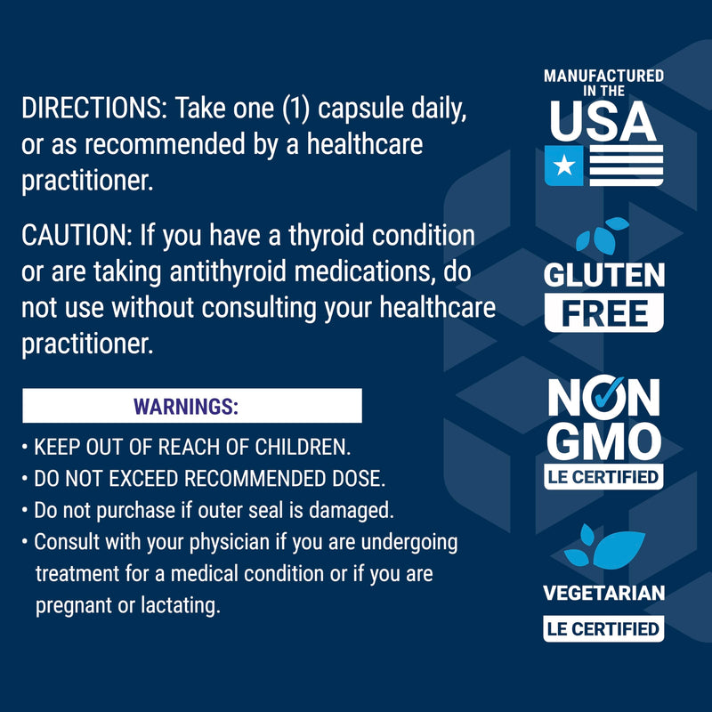[Australia] - Life Extension Sea-Iodine‚Ñ¢, kelp and bladderwrack-derived Iodine, Supports Healthy Levels of This Essential Nutrient for Thyroid Health and Beyond, Non-GMO, Gluten-Free, Vegetarian, 60 Capsules 60 Count (Pack of 1) 