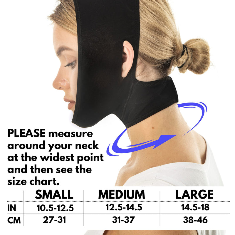 [Australia] - Post Surgery Neck and Chin Compression Garment Wrap Bandage, Face Slimmer, Jowl Tightening, Neck Coverage, Chin Lifting Strap (M) M 