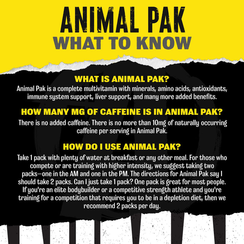 [Australia] - Animal Pak - Convenient Multivitamin for Men & Women Daily All-in-One Vitamin & Supplement Pack - Zinc, Vitamins C, B, D, Amino Acids, and Immune Support - Sports Nutrition Performance - 44 Count 44 Count (Pack of 1) 