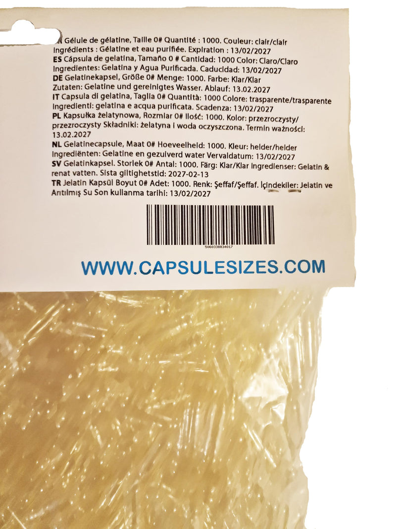 [Australia] - CAPSI Empty Gelatin Capsules Size 0 X 1000 