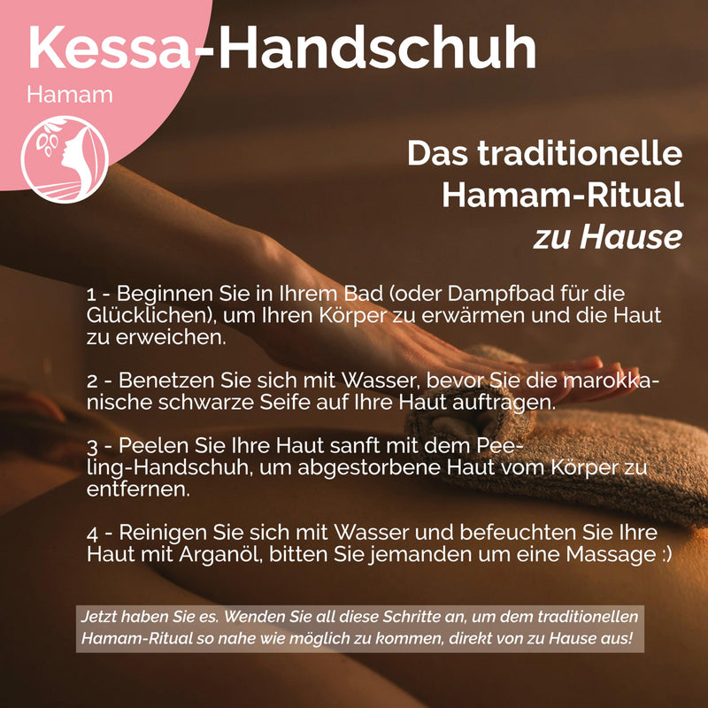 [Australia] - Fatima's Garden Exfoliating Kessa Glove - Natural Spa Scrubber, Black (1 Glove) 1 