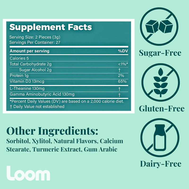 [Australia] - Calm Mints for Stress Relief ‚Äì Non-Drowsy Chewable Supplement for Relaxation, Calm and Stress Relief, with L-Theanine, GABA, and Vitamin D3, Natural Mint Flavor, Sugar-Free, 54 Count (54 Count, Mint) 
