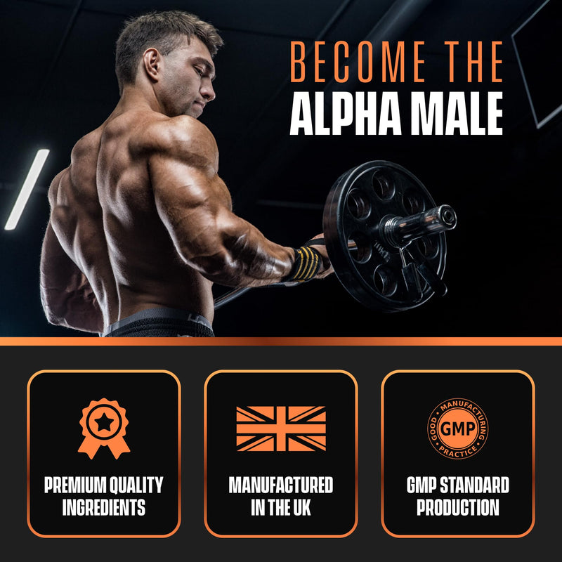 Alpha Male Testosterone Support for Men – 60 Capsules – High Strength Vitality & Muscle Support Supplement with Tribulus, Zinc & Vitamin D3 – Maintain Normal Testosterone Levels & Energy – Pure Labs