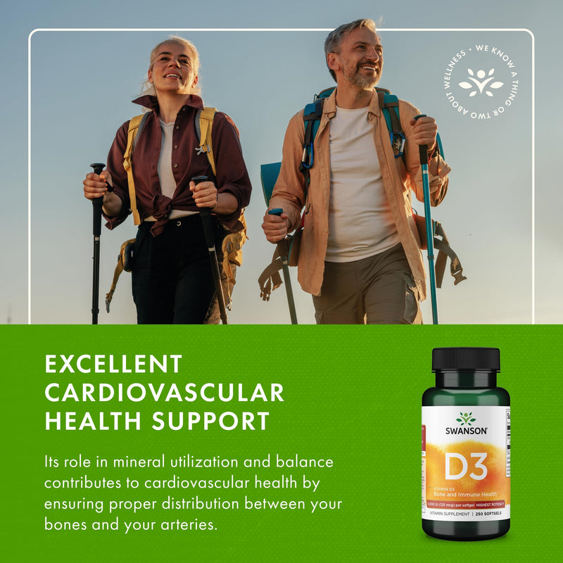 Swanson Vitamin D3 5,000 IU Bone, Immune, and Heart Health Supplement for Sun-Deprived Adults Seeking Bone, Immune, and Heart Support - 125 mcg Cholecalciferol (250 Softgels, 3 Pack) 250 Count (Pack of 3)