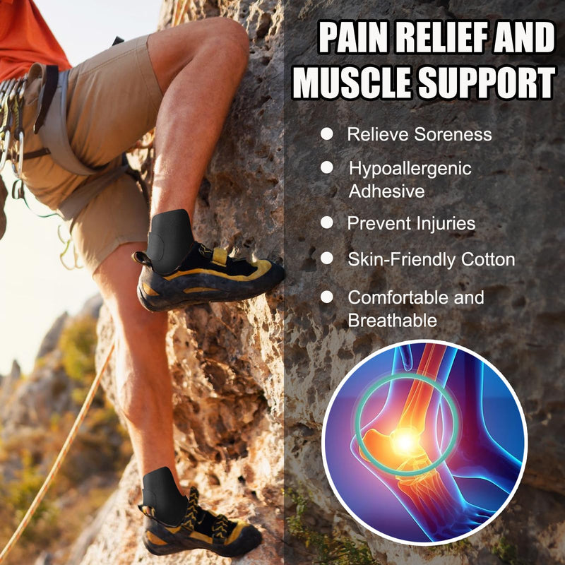 10 Pcs Precut Kinesiology Ankle Tape, Breathable Elastic Athletic Tape, Ankle Pain Relief, Sprain Prevention, Ligament Support - Black