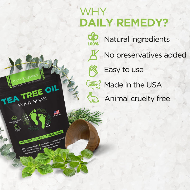 Tea Tree Oil Foot Soak with Epsom Salt - Made in USA - for Toenail irritations, Athletes Foot, Stubborn Foot Odor Scent, Softens Calluses & Soothes Sore Tired Feet - 16 Ounce Tea Tree Oil 1 Pound (Pack of 1)