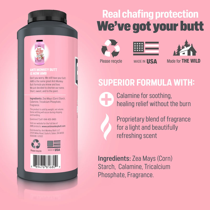 [Australia] - Anti Monkey Butt Body Powder for Women, Talc Free Anti Chafing and Sweat Absorbing Powder with Clamine, Hypoallergenic Formula, 8 oz 8 Ounce (Pack of 1) 
