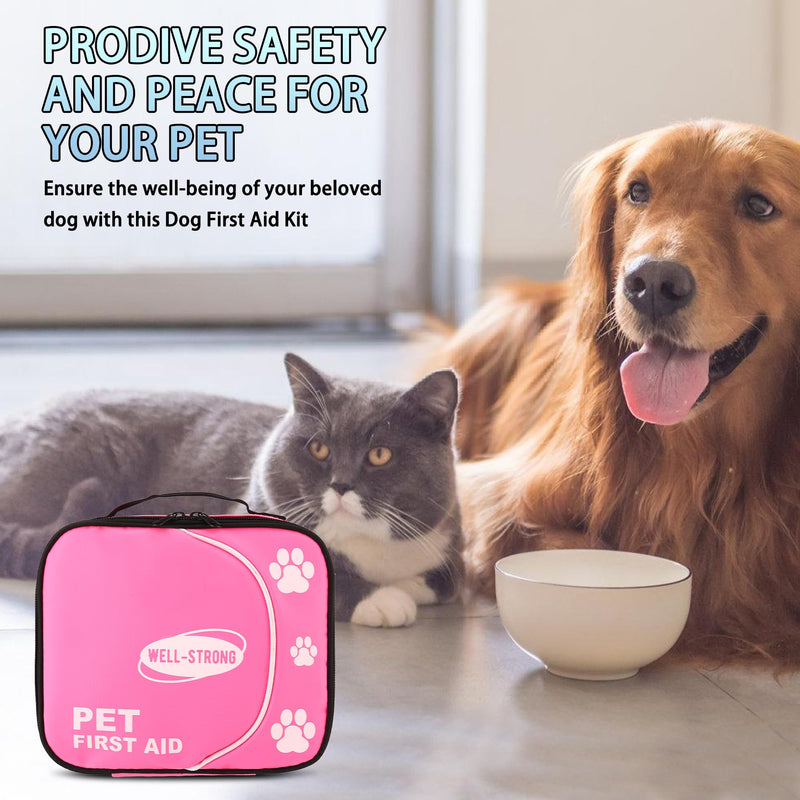 Dog First Aid Kit, Waterproof Pet First Aid Kit for Dog Groomer Car Camping, Pet Grooming Emergency First Aid Kit with Tick Remover, Slip Leash for Home Office Travel Pink - PawsPlanet Australia