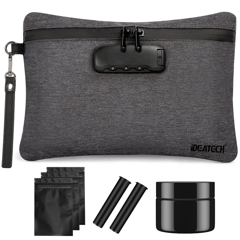 [Australia] - Smell Proof Bag, Dog-Tested Smell Proof Containers with Lock, Smell Proof Stash Bag, Money Safe Organizer, Odor Proof Case Storage Bags for Your Accessories, Smell Proof Pouch Gifts BLack 