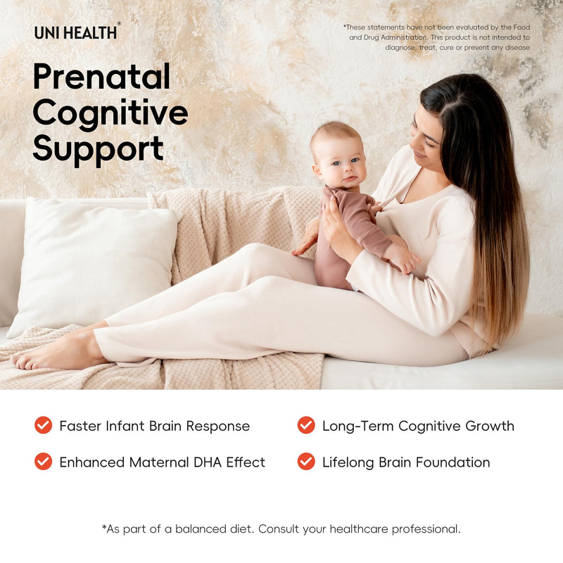 UniHealth® Choline 500 mg with VitaCholine®, 60-Day Supply, Liquid Vegan Capsules for Prenatal Choline Supplement, Brain Health, Cognitive Performance & Liver Support, Non-GMO, Gluten-Free, USA Made
