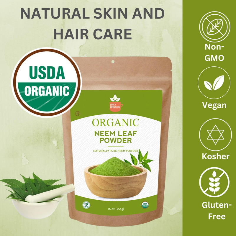 [Australia] - Neem Powder – 4 oz. - Certified USDA Organic -Non-GMO - Fresh Dried Neem Leaves Powder for Healthy Hair and Skin - Azadirachta Indica Ayurvedic Herb for Overall Wellbeing 4 Ounce (Pack of 1) 