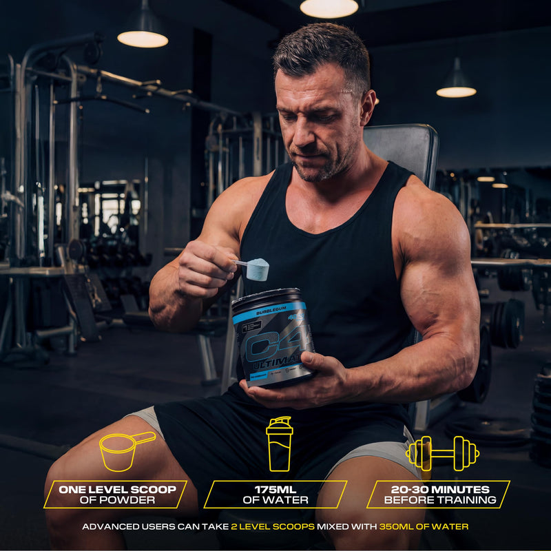 C4 Ultimate Pre Workout Powder Tutti Frutti 20 Servings, 40 if Single Scooped | Zero Sugar Pre Workout with Caffeine 300mg, L Citrulline 7000mg, Beta Alanine 4800mg, Vitamins and Electrolytes 20 Servings (Pack of 1)