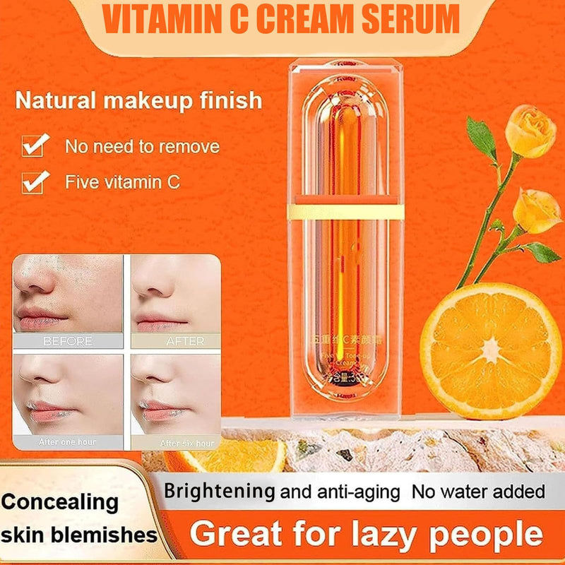XIRUJNFD Vitamin C Makeup Tone Up Cream, Five Vitamin C Tone-Up Cream, Multi 4-In-1 Face, Concealer, Face Primer and Makeup (3) 3