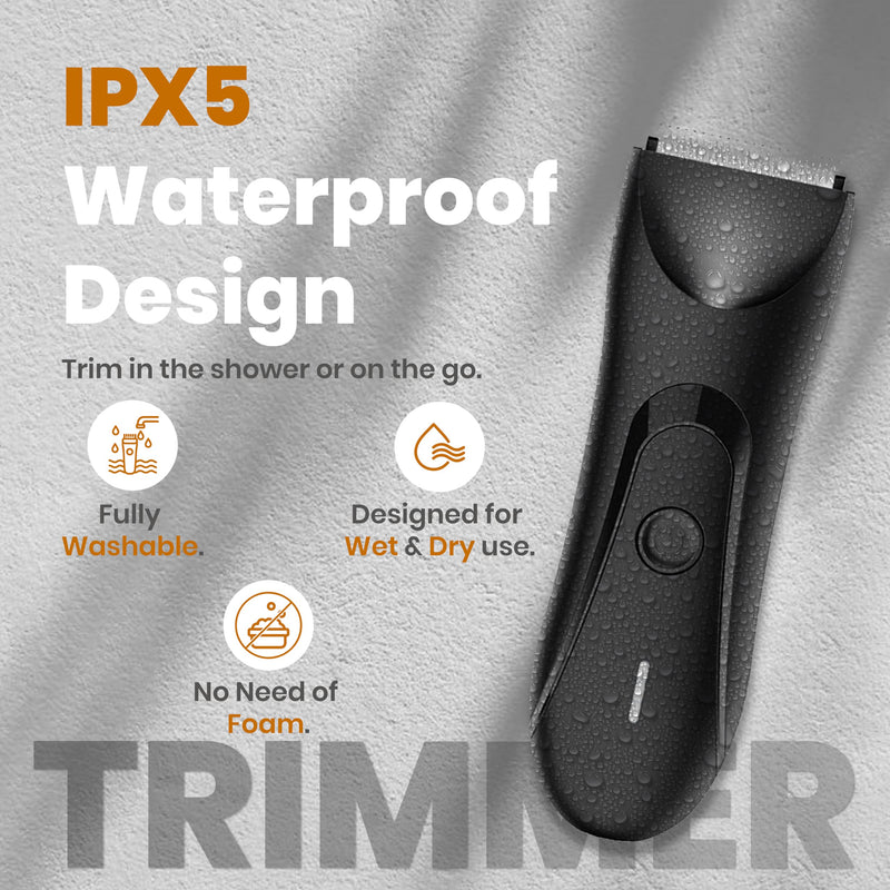 [Australia] - Next Gen Premium Body & Pubic Hair Trimmer – Waterproof Electric Ball Shaver & Groin Hair Clipper with Ceramic Blades – Rechargeable Wet/Dry Trimmer for Men & Women, Chest, Legs, Bikini 