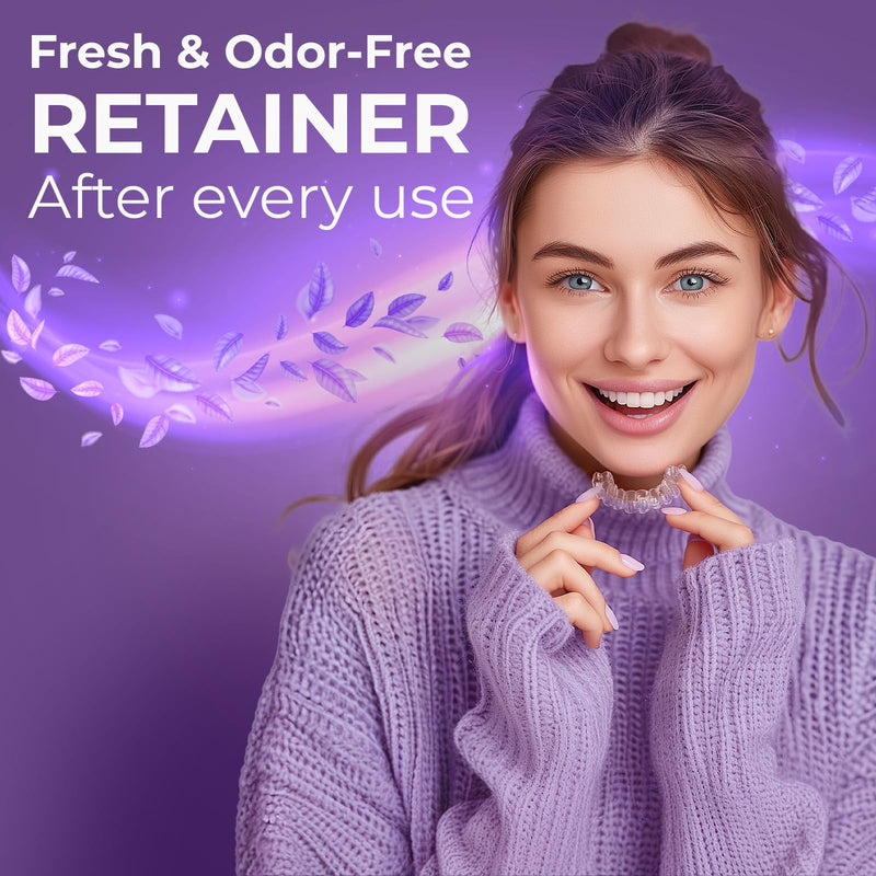 [Australia] - Retainer Cleaner Tablets, Invisalign Cleaner, Remove Stains, Odors & Plaque, Night Guard Cleaner, FSA & HSA Eligible, 1-Month Supply, Denture Cleaner, 30 Tablets, Grape-Scented 30 Count (Pack of 1) 