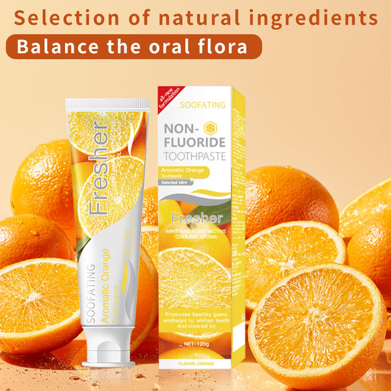 [Australia] - Non-Fluoride Toothpaste Fresh Breath Deep Cleaning Orange Flavor Toothpaste for Sensitive Teeth Whitening Tooth Strengthens Teeth Enamel and Gums 4.23oz-3Pack 4.23 Ounce (Pack of 3) 