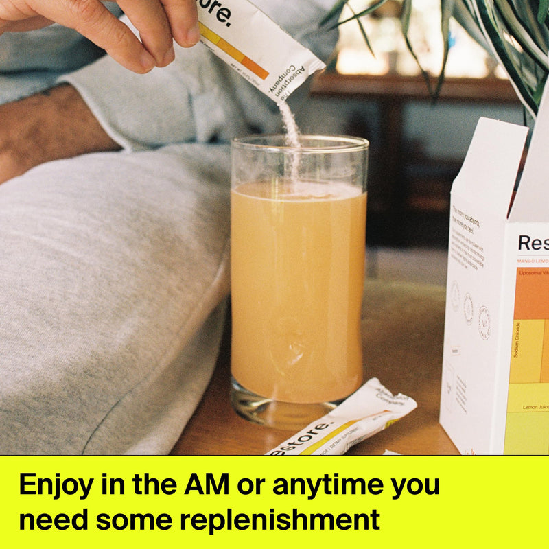 [Australia] - Electrolyte Powder Packets - Workout Recovery & Hydration Drink Mix with Liposomal Glutathione, Vitamin C & Methylated B Vitamins - Mango Lemonade (7 Sticks) 7 Pack 