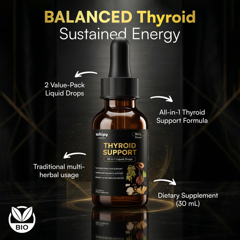 2 Pack Thyroid Support Drops for Women and Men, Thyroid Support Supplement with Selenium, Zinc and Iodine, Ashwagandha and L-Tyrosine, Energy and Vitality Support, Wild Berry, 2x1fl oz