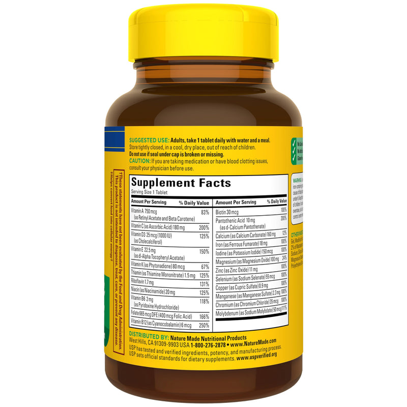 Nature Made Multivitamin Tablets with Iron, 130 Tablets | Multivitamin for Women and Men for Daily Nutritional Support, Multi Vitamins for Adults, 130 Day Supply Unflavored 130 Count (Pack of 1)