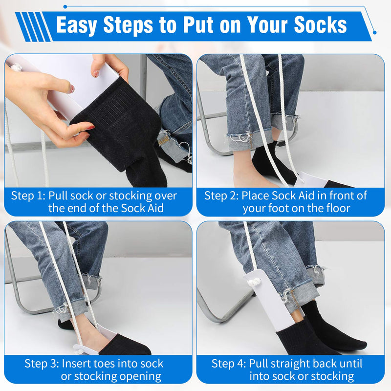 [Australia] - Sock Aid, Easy to Use Sock Helper with Foam Handles, Sock Aide Device Pull Up Assistance Help, Sock Helper Stocking Slider for Elderly, Senior, Pregnant, Diabetics(White) White 1 Pack 