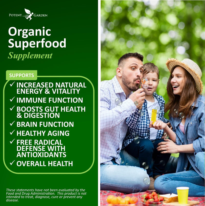 [Australia] - 2-Pack Organic Superfood Greens, Fruit and Veggie Supplement Rich in Vitamins & Antioxidants with Alfalfa, Beet Root & Tart Cherry to Boost Energy, Immunity & Gut Health, 120 Ct 