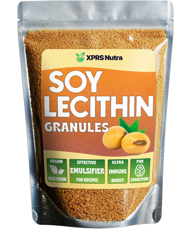 XPRS Nutra Soy Lecithin Granules Non GMO - Lecitina de SOYA - 100% Pure Soy Lethicin Granules - Premium SOYA Lethicin Granules - Food Grade Fat Emulsifier Suitable for Baking (4 Ounce) 4 Ounce (Pack of 1)