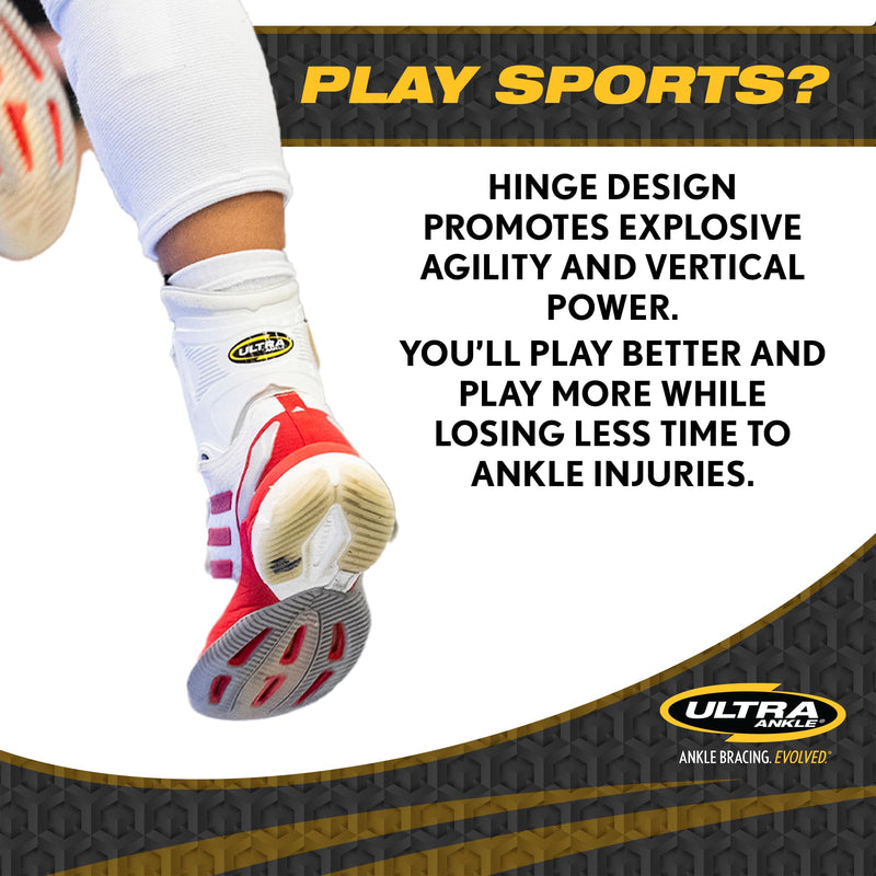 Ultra Zoom Ankle Brace – Hinge Design Promotes Faster Healing and Accelerated Recovery with Natural Protected Movement to promote Early Activity After Injury and Prevent Future Injuries in Life and Sport. Small/Medium White