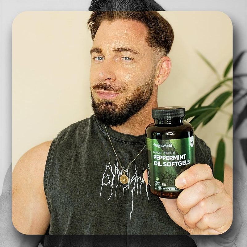 Peppermint Oil Capsules 200mg - 1 Year Supply - 365 Softgels - 1 Per Day - Easy to Consume - Peppermint Oil Softgels - Lactose-Free & Gluten-Free Supplement - Non-GMO & GMP-Approved