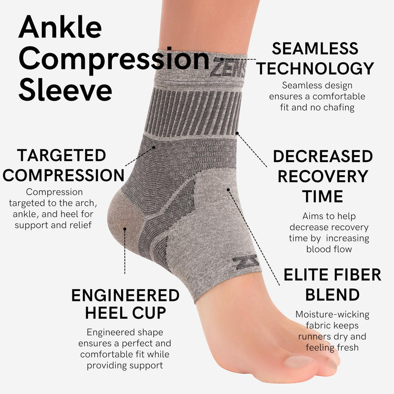 Zensah Ankle Support - Compression Ankle Brace - Running, Soccer, Sports - Ankle Sleeve Helps Sprains, Tendonitis, Pain Medium Black - Pair