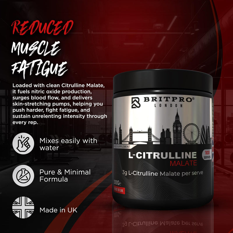 Citrulline Malate, 300g - 2:1 Ratio L-Citrulline Malate - Muscle Pump, Endurance & Recovery Support - Boosts Blood Flow & Training Performance - Made in the UK