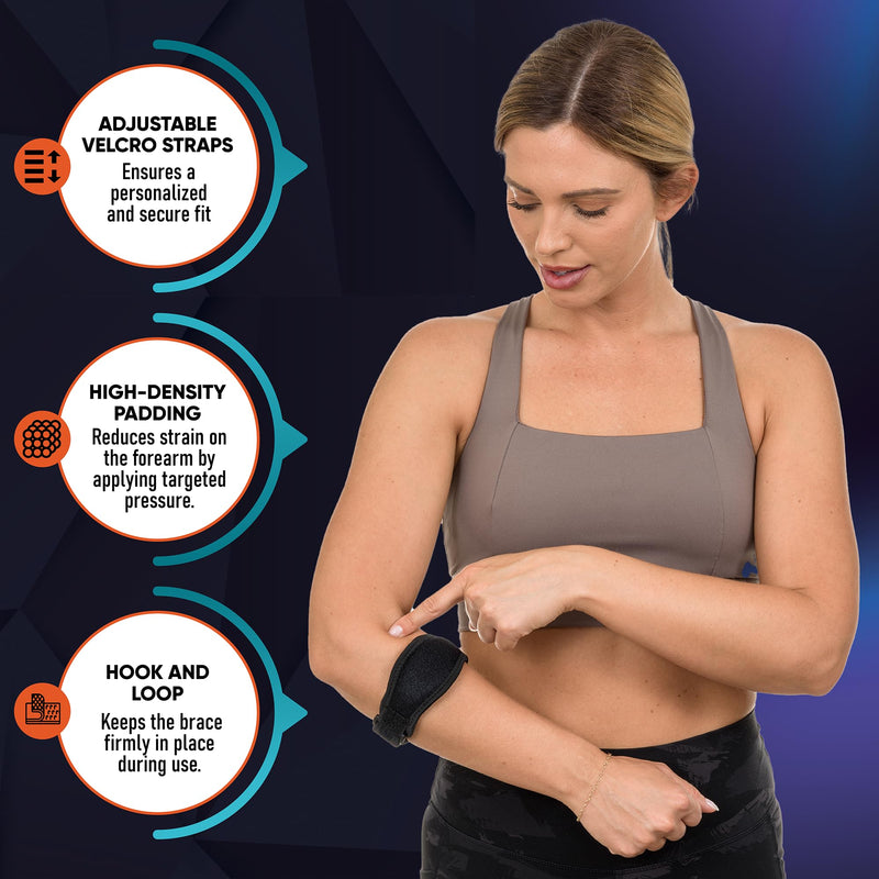 [Australia] - 2-Pack Elbow Brace for Men & Women, Adjustable Tennis & Golfer's Elbow Support Strap for Tendonitis Pain Relief - Compression Pad for Arm, Forearm, Tendon Pain Relief 