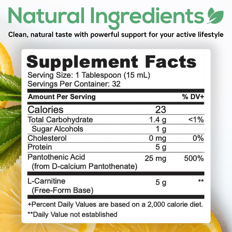 [Australia] - Concentrated L-Carnitine Liquid, 5000mg All Natural Citrus Flavored L-Carnitine Supplement, Liquid L-Carnitine with Vitamin V5, 16.23 Fl. Oz 