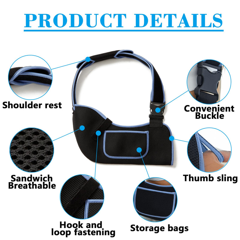Arm Sling Shoulder Immobilizer-Rotator Cuff Support Brace-Comfortable Medical Sling for Shoulder Injury,Left and Right Arm,Men and Women,for Broken,Dislocated,Fracture,Strain(Large) Large