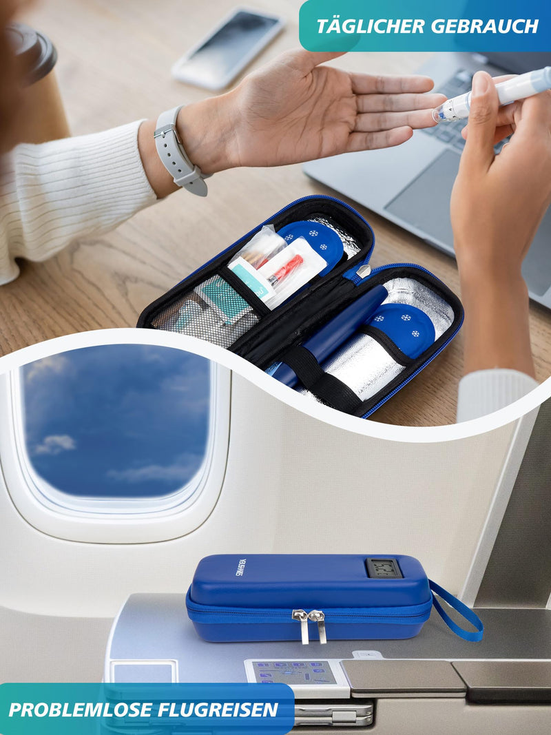 [Australia] - YOUSHARES Insulin Cooler Bag with 2 TSA Ice Packs, Mini Medicine Cooler Box for Travel, Insulated Bag Small Case for Epipen, Insulin Pen, Insulin, Other Medication Accessories, Diabetic Bag (Blue) H2-Blue 