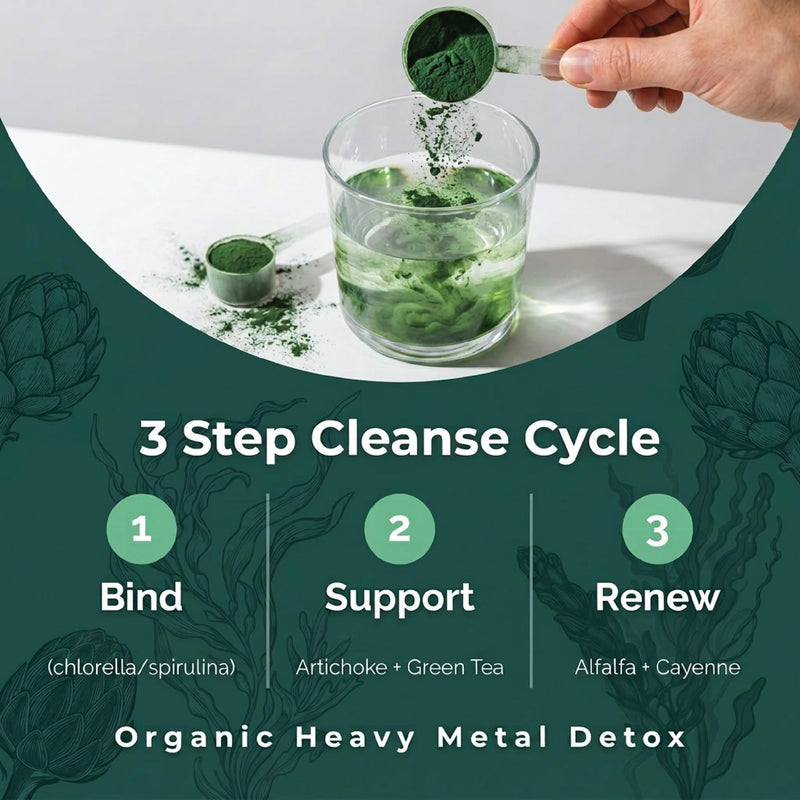 Heavy Metal Detox Cleanse Organic Complex Bladderwrack Seaweed, Iodine, Sea Kelp, Chlorella Spirulina Capsules, Artichoke, Green Tea, Alfalfa, Cayenne Pepper 100 Super Greens Powder Tablets Adults