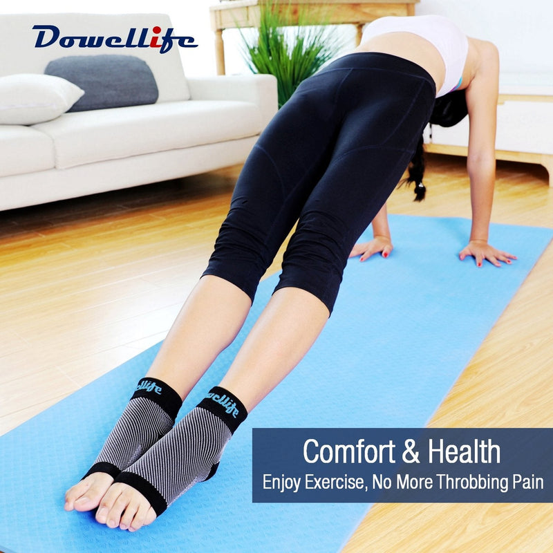 [Australia] - Dowellife Plantar Fasciitis Socks, Ankle Brace Compression Support Sleeves & Arch Support, Foot Compression Sleeves, Ease Swelling, Achilles Tendonitis, Heel Spurs for Men Women (Black 2 Pairs, Large) Black 2 Pairs 