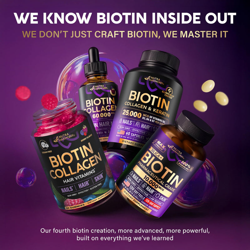 Biotin Gummies for Hair Growth Support - for Women & Men - Berry, 60 Gummy | Biotin 10000mcg, Collagen, Keratin, Hyaluronic Acid, B-Complex, Saw Palmetto - Hair, Skin & Nail Strengt Support - Sugar-Free Mixed berry 60 Count (Pack of 1)