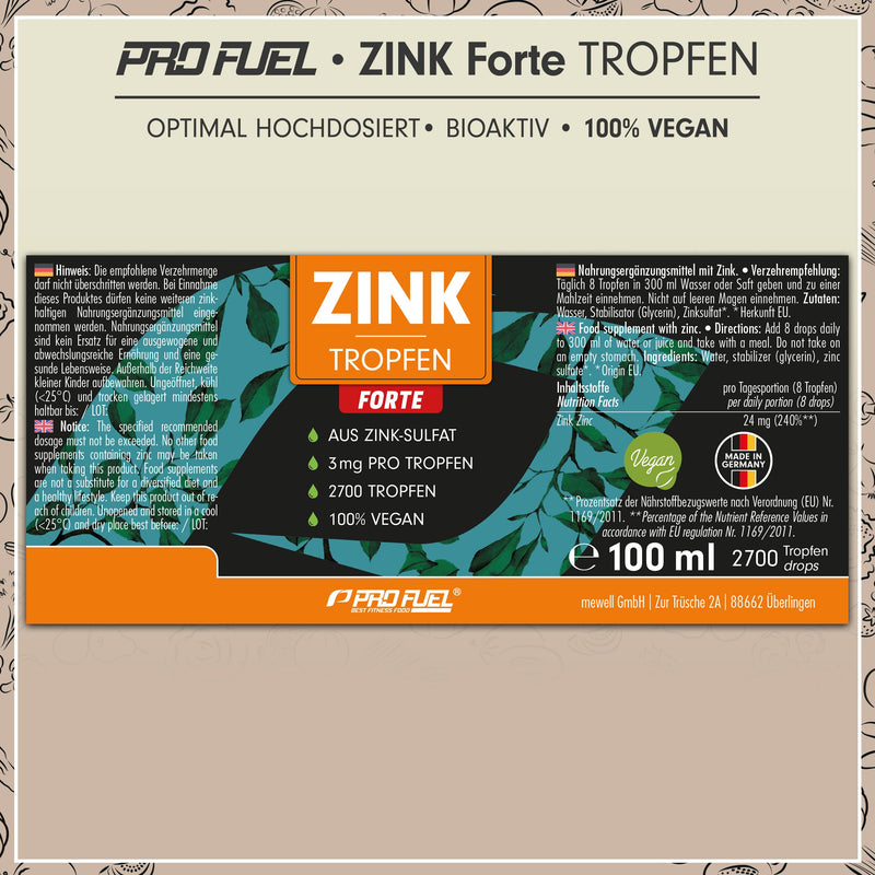 [Australia] - Zinc drops FORTE 100ml - 2700 drops extra high dosage with 3mg zinc per drop made of zinc sulfate (ionic zinc) - very economical, up to 540 applications - high bioavailability, without alcohol, vegan Zinc drops 100 ml (pack of 1) 