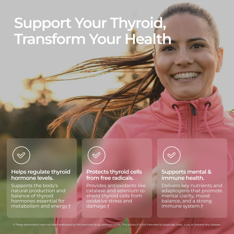 Livingood Daily 16-in-1 Thyroid Support Supplement, 60 Capsules | Iodine (Kelp Stipe & Fronds), Selenium, Magnesium, Adaptogenic Herbs, Catalase Antioxidants, Vitamin B12, Vegan, Made in USA