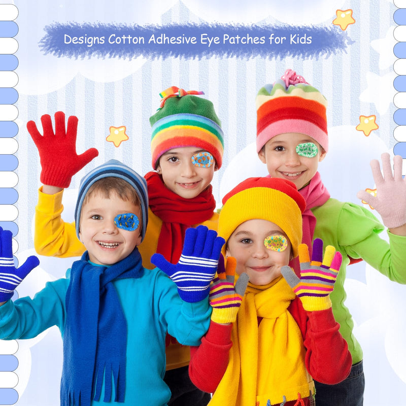 [Australia] - 100 Pcs Adhesive Eye Patches for Kids Boys 20 Styles Breathable Boy Eye Patch Bulk Light Blocking Cotton Adhesive Bandages for Toddler Boys, 3 x 2 Inch 100 