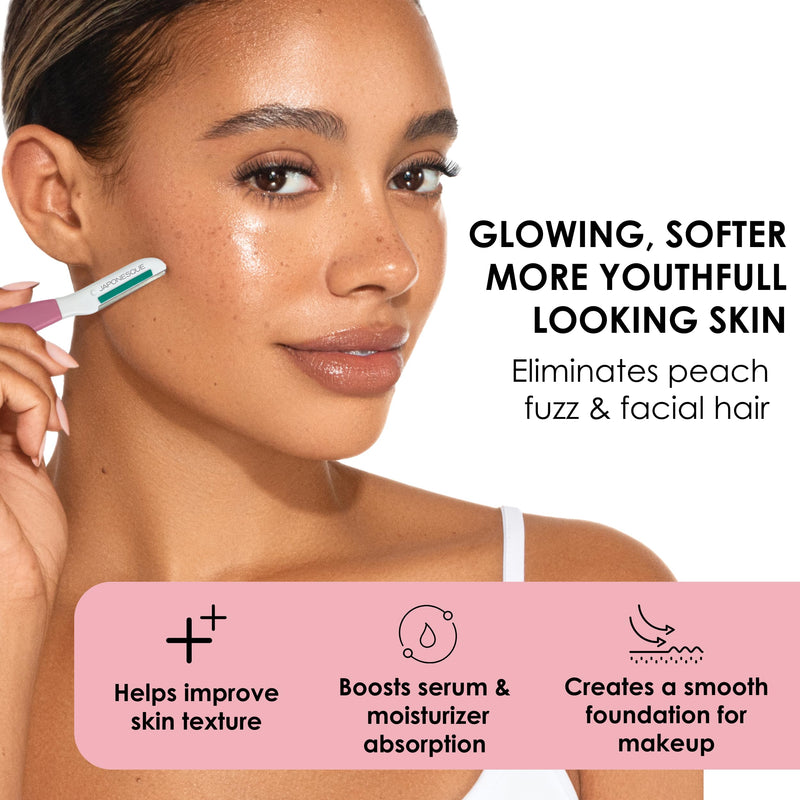 [Australia] - JAPONESQUE Dermaplaner with Soothing Aloe Comfort Strip - Skin Tool with Ultra Precision Blade for Facial Hair Removal and Exfoliation, 3pk. 