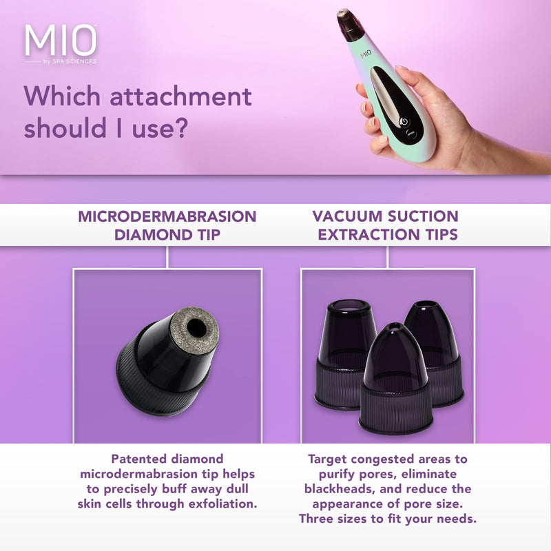 Spa Sciences MIO Diamond Microdermabrasion Blackhead Remover, Pore Suction Tool–Rechargeable-Dermatologist Recommended Skin Resurfacing System for Anti-Aging-Exfoliator for Acne Scars/Wrinkles (Mint) Mint