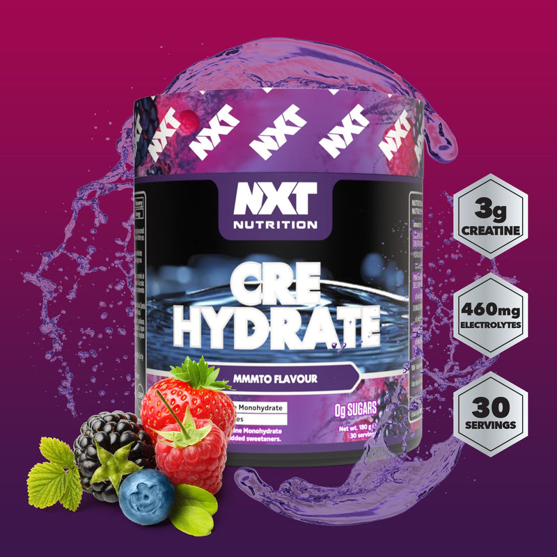 NXT Nutrition Creatine Powder and Electrolyte Mix, 100% Pure Creatine Monohydrate Powder for Strength and Power with Hydrating Electrolytes (180g, mmmto) 180g